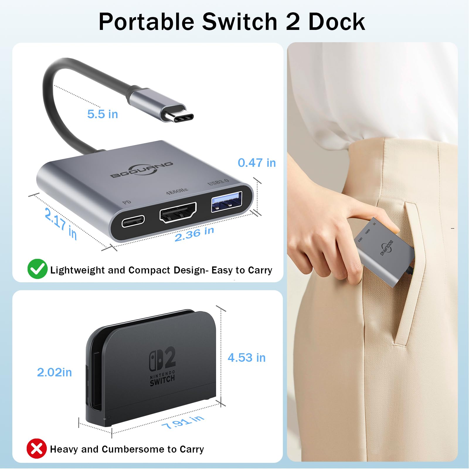 Amazon.com: Switch 2 Dock 4K@60Hz TV Adapter Portable TV Docking
